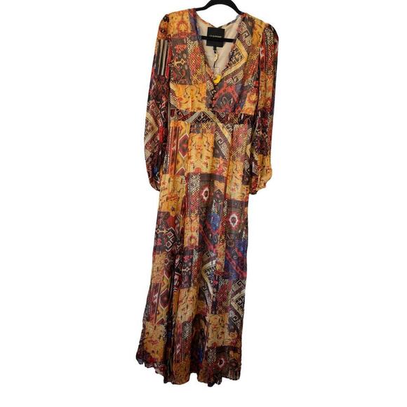 LE SUPERBE‎ - Wo Joni Long Sleeve Maxi Dress - Tapestry Patchwork - size 4 (NWT) - Picture 4 of 16